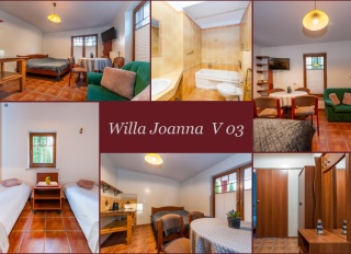 Willa Joanna V 03 pokój z łazienką, sypialnią i aneksem kuchennym oraz wyjściem na taras