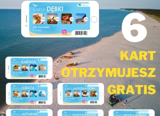 Z karty może jednocześnie korzystać 5 osób. karta ważna jest do 31.12.2023 roku, w lipcu możesz z niej korzystać w Dębkach, a jeśli później planujesz np urlop w Jastarni, to karta będzie nadal ważna. UWAGA: prosimy wziąć pod uwagę, że duża część punktów kończy działalność 'po sezonie' - czyli we wrześniu/październiku.